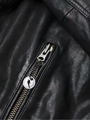 Superdry Black Leather Racer Jacket - Image 5 of 6