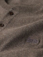 Superdry Brown/Grey Vintage Logo Embroidered Henley Top - Image 5 of 6