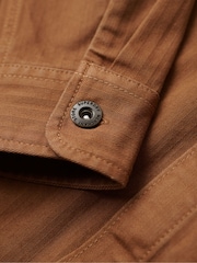 Superdry Brown The Merchant Store Herringbone Overshirt - Image 9 of 12