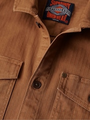 Superdry Brown The Merchant Store Herringbone Overshirt - Image 10 of 12