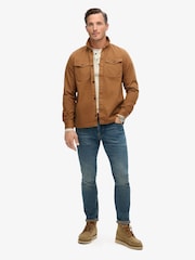 Superdry Brown The Merchant Store Herringbone Overshirt - Image 2 of 6