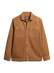 Superdry Brown The Merchant Store Herringbone Overshirt - Image 4 of 6