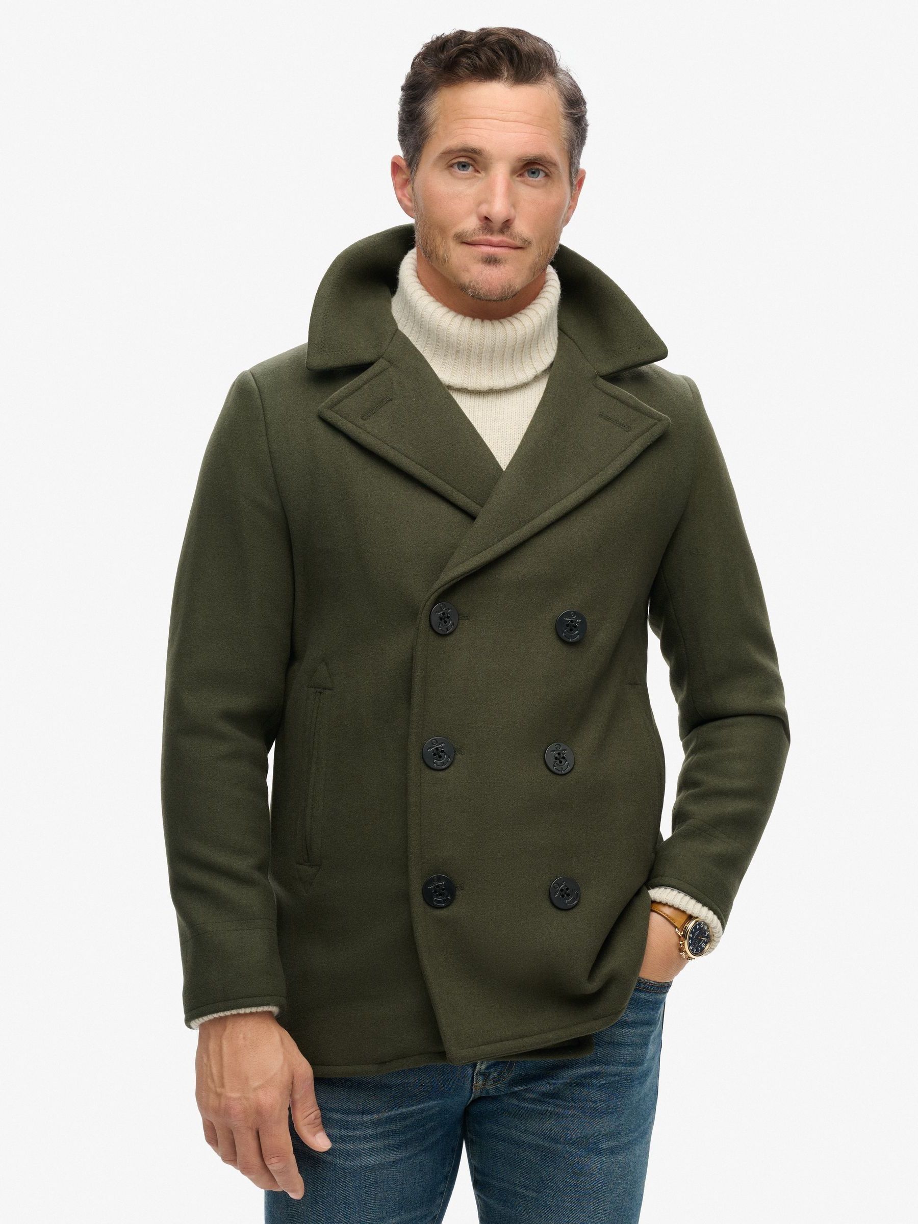Superdry new merchant pea coat cheap