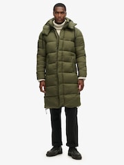 Superdry Green Ripstop Longline Puffer Coat Jacket - Image 1 of 8
