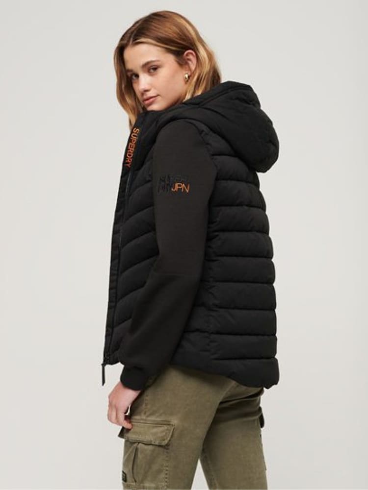 Superdry Charcoal Black Hooded Storm Hybrid Padded Jacket - Image 2 of 6