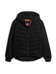 Superdry Charcoal Black Hooded Storm Hybrid Padded Jacket - Image 4 of 6