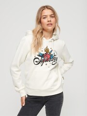 Superdry Cream Tattoo Script Graphic Hoodie - Image 1 of 6