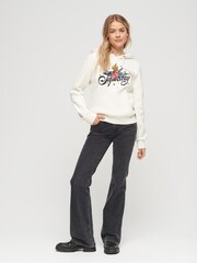 Superdry Cream Tattoo Script Graphic Hoodie - Image 3 of 6