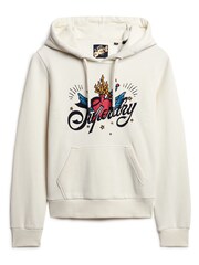 Superdry Cream Tattoo Script Graphic Hoodie - Image 4 of 6