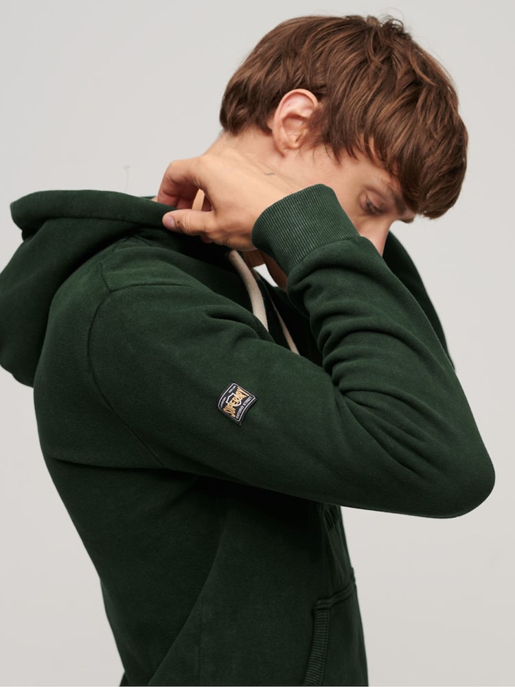 Superdry dark green Embossed Vintage Logo Hoodie - Image 2 of 6