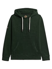 Superdry dark green Embossed Vintage Logo Hoodie - Image 4 of 6