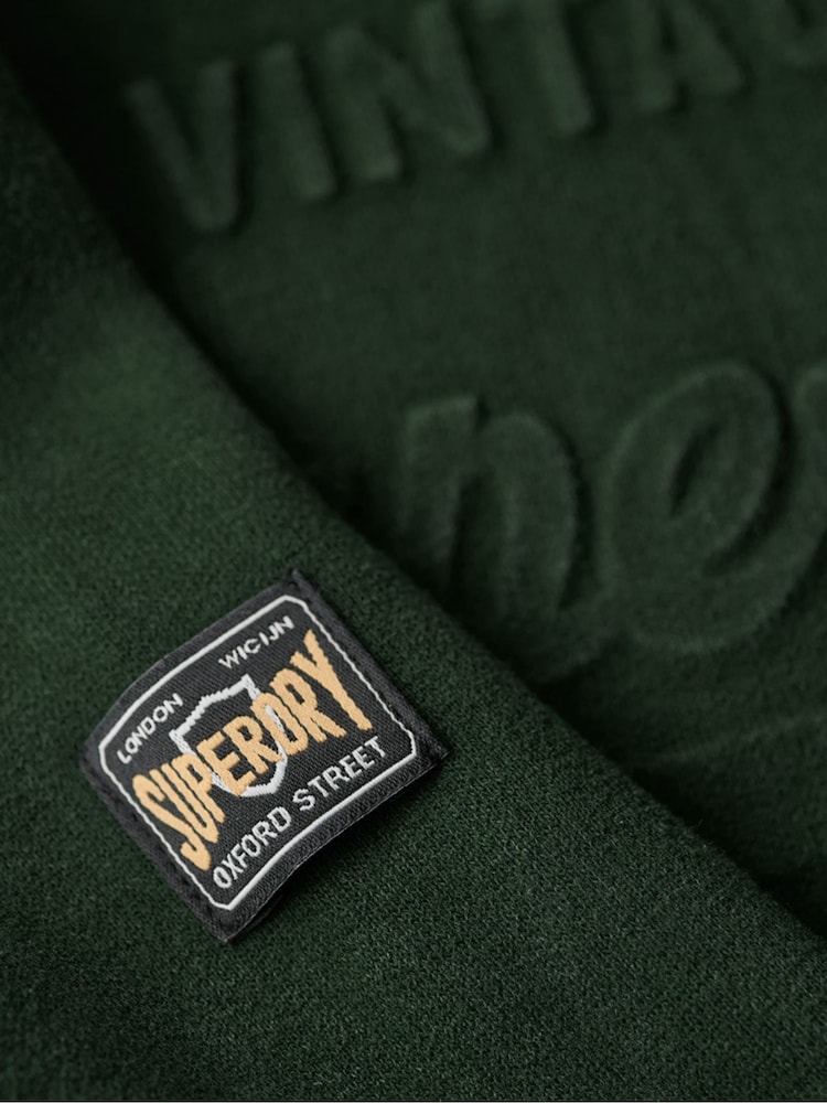 Superdry dark green Embossed Vintage Logo Hoodie - Image 6 of 6