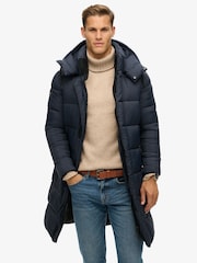 Superdry Blue Ripstop Longline Puffer Coat Jacket - Image 1 of 7