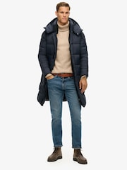 Superdry Blue Ripstop Longline Puffer Coat Jacket - Image 2 of 7