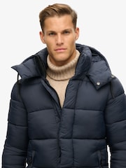 Superdry Blue Ripstop Longline Puffer Coat Jacket - Image 4 of 7