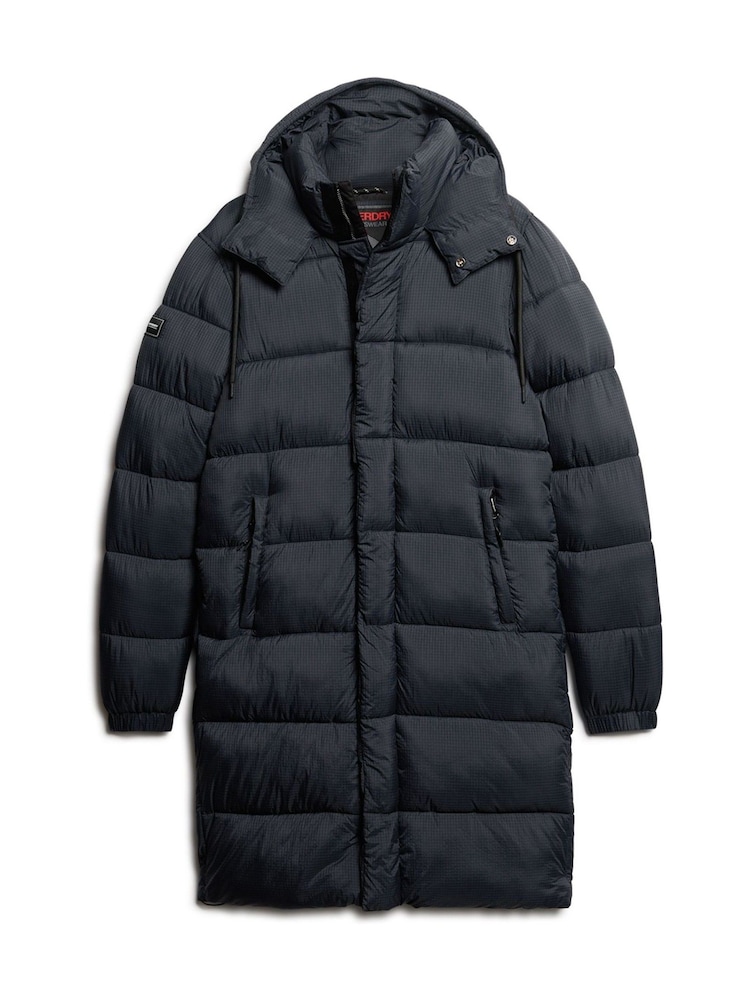Superdry Blue Ripstop Longline Puffer Coat Jacket - Image 5 of 7