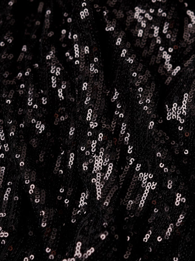 Superdry Black Sequin Wrap Mini Dress - Image 5 of 5