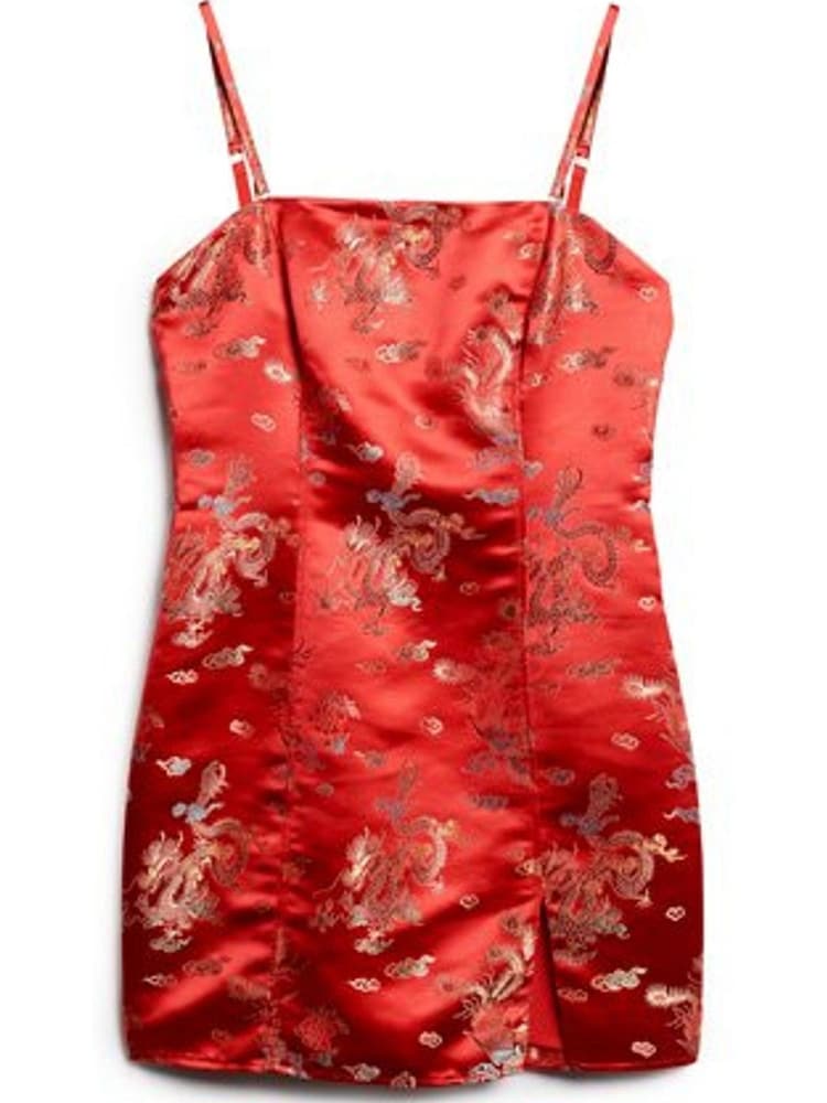 Superdry Red Brocade Mini Dress - Image 1 of 3
