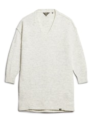 Superdry Grey V-Neck Knit Jumper Dress - Image 4 of 6