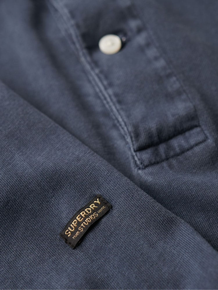Superdry Blue Studios Long Sleeve Jersey 100% Cotton Polo Shirt - Image 5 of 5