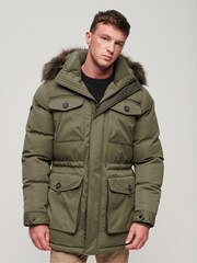 Superdry Green Chinook Faux Fur Parka Coat - Image 1 of 6