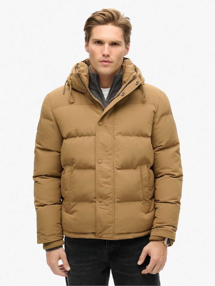 Superdry Brown Everest Hooded Puffer Jacket - Image 1 of 1