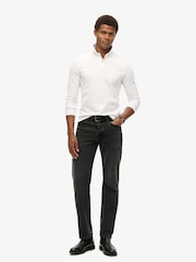 Superdry White Studios Long Sleeve Jersey 100% Cotton Polo Shirt - Image 2 of 6