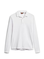 Superdry White Studios Long Sleeve Jersey 100% Cotton Polo Shirt - Image 4 of 6