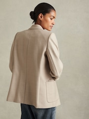 Reiss Neutral Harriet Wool Blend Double Breasted Blazer - Image 5 of 6