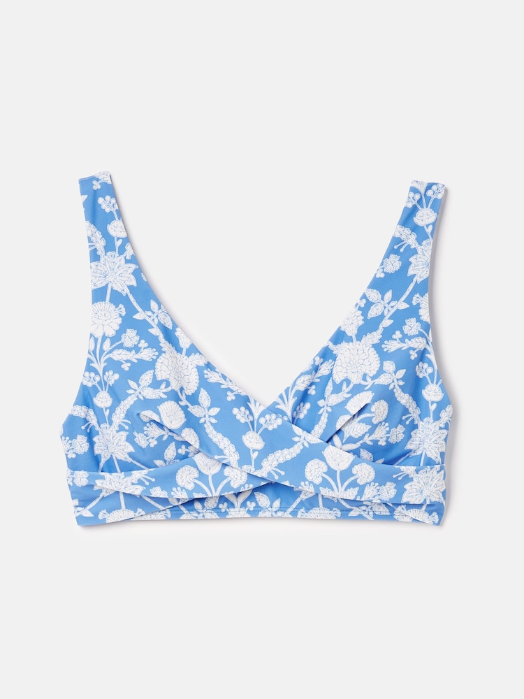 Joules Posy Blue/White Wrap Bikini Top - Image 7 of 7
