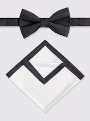 MOSS Black Textured Bow Tie & Hank Set - Image 1 of 2
