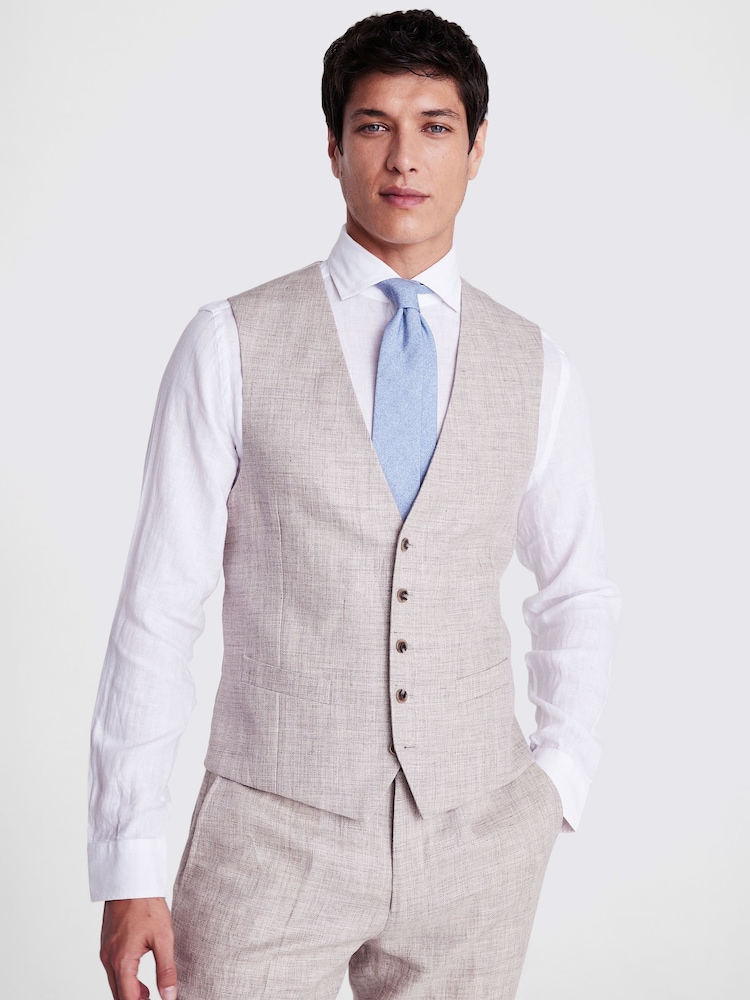 MOSS Natural Oatmeal 100% Linen Waistcoat - Image 1 of 4