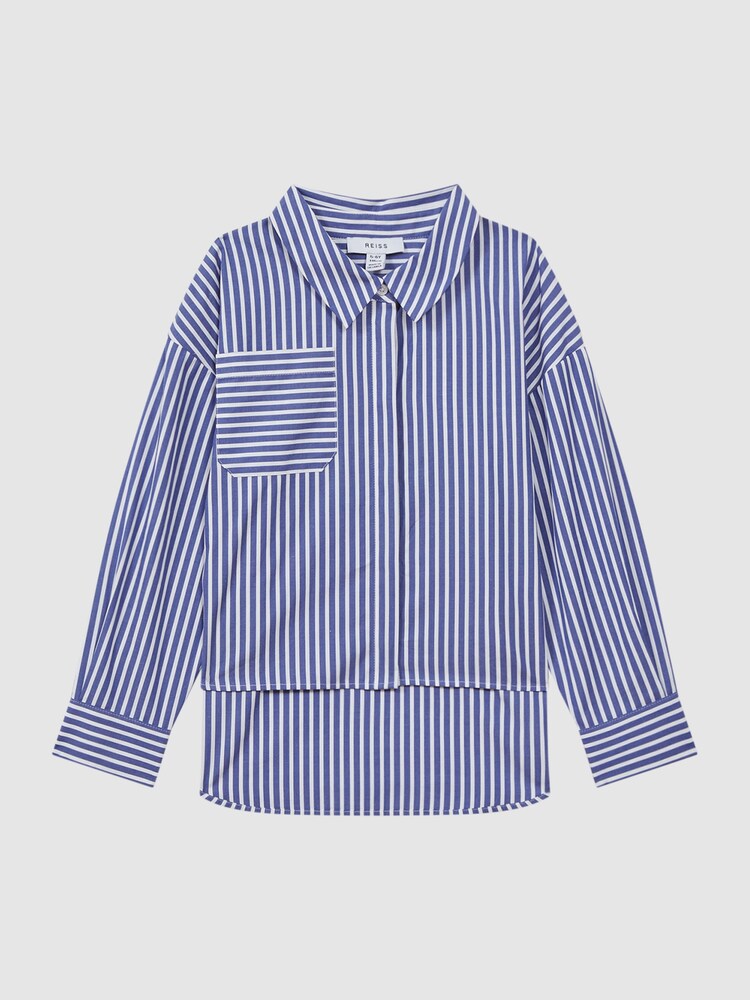 Reiss Blue Danica 4-9 yrs Striped Cotton Shirt - Image 2 of 7 Reiss Blue Danica 4-9 yrs Striped Cotton Shirt - Image 2 of 7