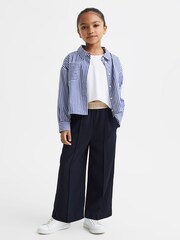 Reiss Blue Danica 4-9 yrs Striped Cotton Shirt - Image 3 of 7