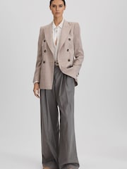 Reiss Pale Blue Magda Pleated Flared Sleeve Blouse - Image 3 of 5