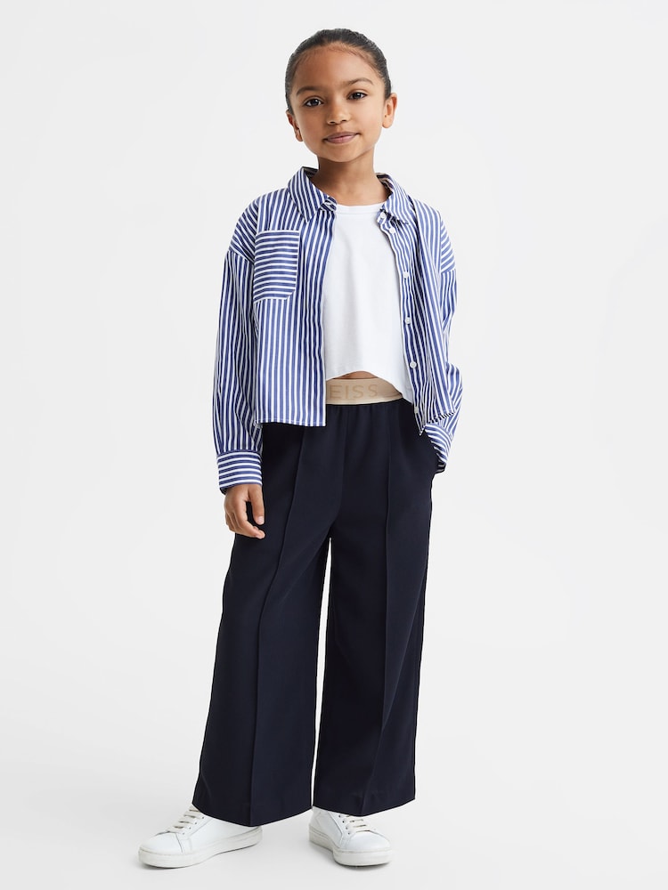 Reiss Blue Danica 9-13 yrs Striped Cotton Shirt - Image 1 of 7