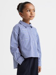 Reiss Blue Danica 9-13 yrs Striped Cotton Shirt - Image 3 of 7