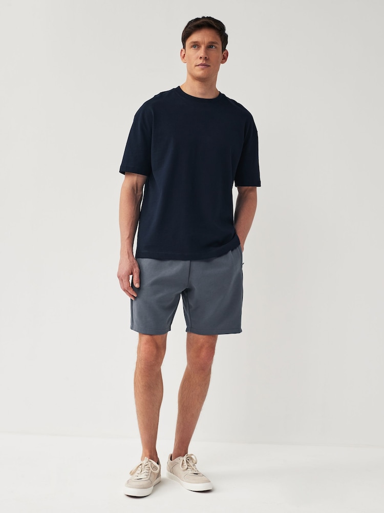 Marineblau/blau - Schmale Passform - Jersey-Shorts mit Reißverschlusstaschen - Image 7 of 9
