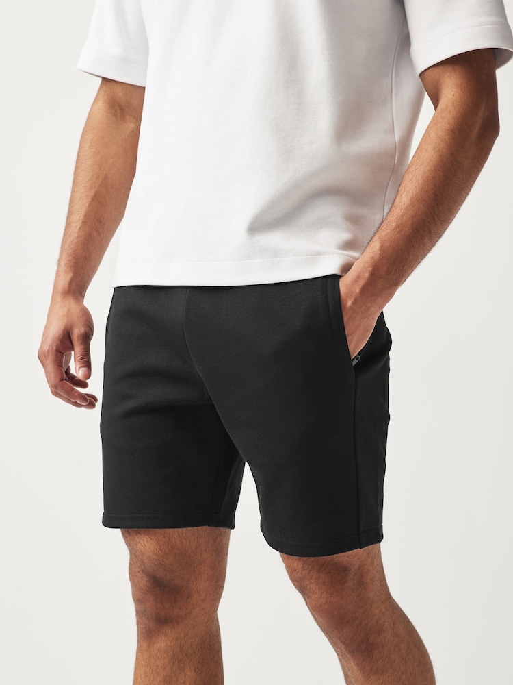 Black Slim Fit Zip Pocket Jersey Shorts - Image 1 of 8