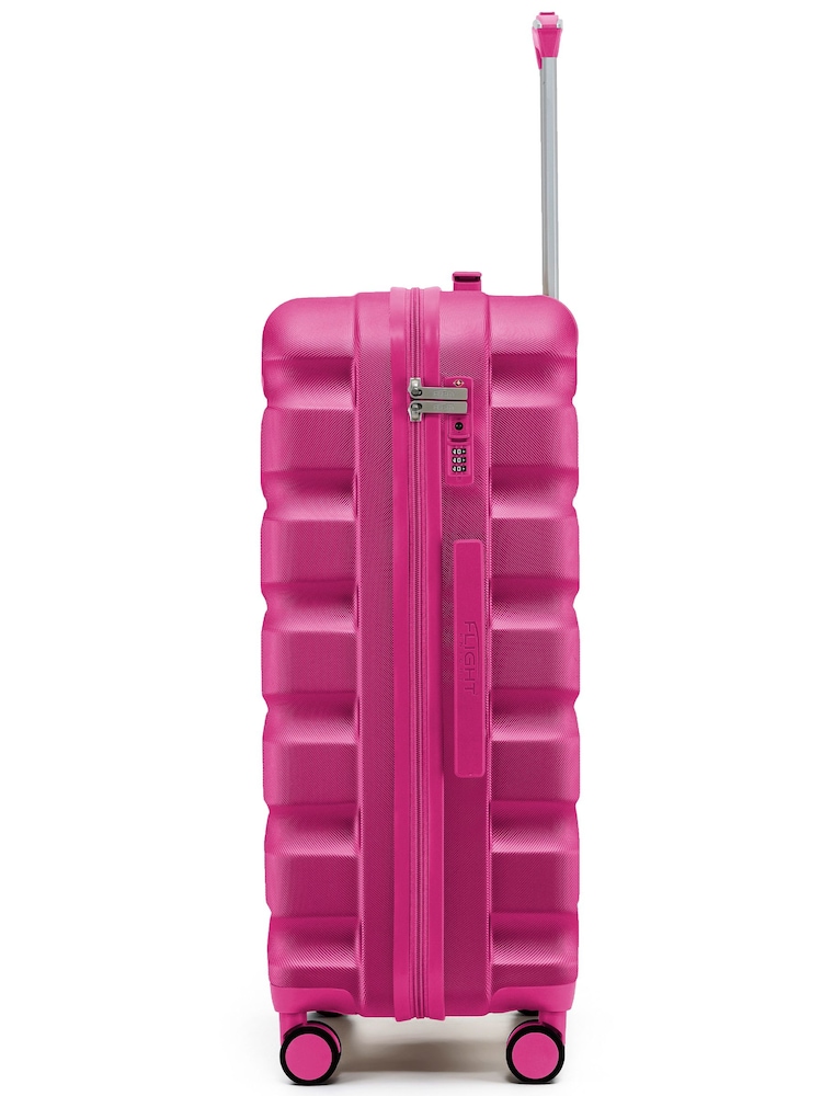 Flight Knight Bright Pink 8 Wheel ABS Hard Case Hold Suitcase - Image 2 of 4 Flight Knight Bright Pink 8 Wheel ABS Hard Case Hold Suitcase - Image 2 of 4