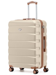 Flight Knight Cream Large Check in 25" Lightweight 8 Wheel ABS Hard Case Hold Suitcase Suitcaed Baggage 82L Capacity - Image 1 of 1