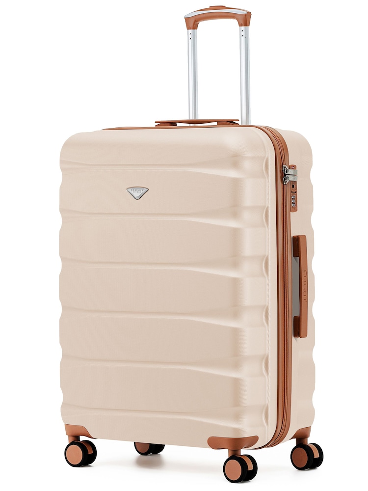 Flight Knight Beige Cream 8 Wheel ABS Hard Case Hold Suitcase - Image 2 of 4 Flight Knight Beige Cream 8 Wheel ABS Hard Case Hold Suitcase - Image 2 of 4