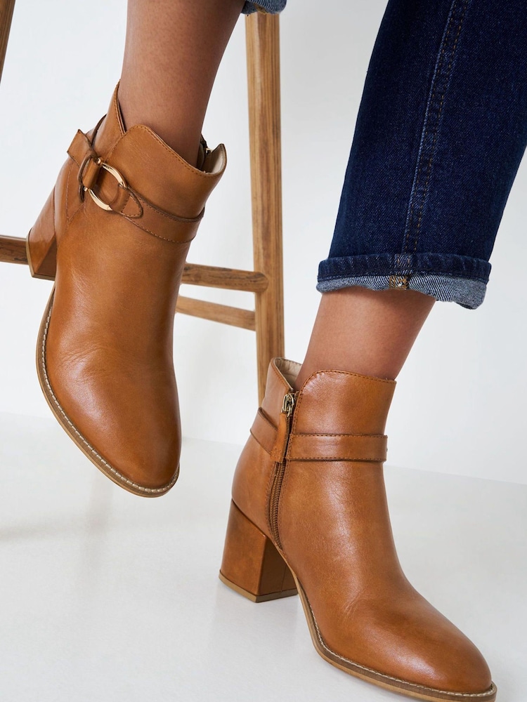 Crew Clothing Company Leather Brown Ankle Boots - Image 1 of 4