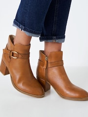 Crew Clothing Company Leather Brown Ankle Boots - Image 2 of 4
