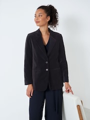 Crew Clothing Company Black Textured Cotton Classic Blazer - Image 3 of 5