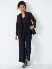 Crew Clothing Company Black Textured Cotton Classic Blazer - Image 4 of 5