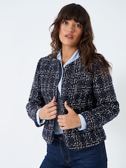 Crew Clothing Company Navy Blue Textured Casual Casual Jacket - Image 1 of 3
