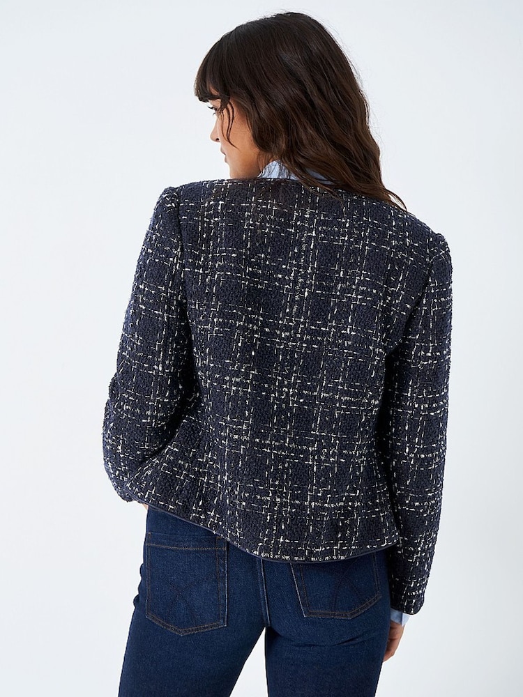 Crew Clothing Company Navy Blue Textured Casual Casual Jacket - Image 2 of 3