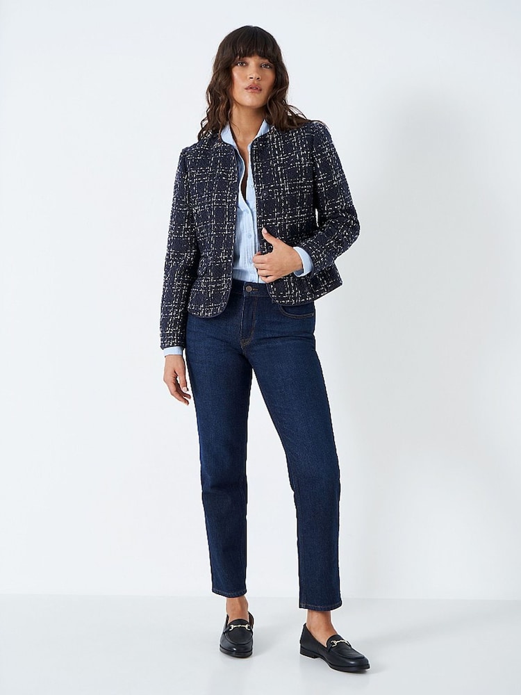 Crew Clothing Company Navy Blue Textured Casual Casual Jacket - Image 3 of 3