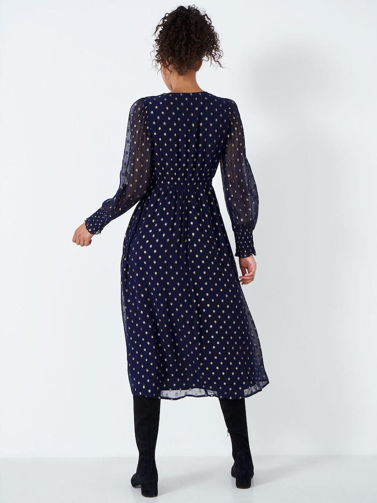 Crew Clothing Company Blue	Emerald Textured A-Line Dress - Image 2 of 4